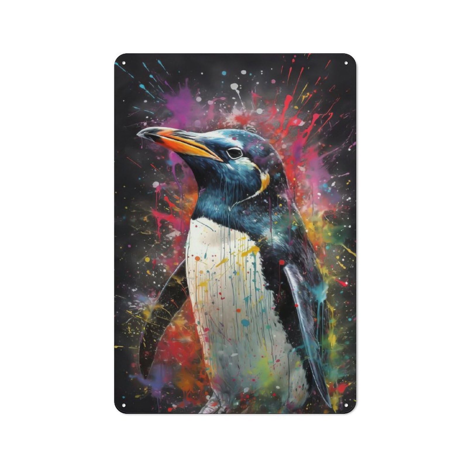 Junmoney Penguin Painting Retro Metal Sign 30X20cm For Garden Room Or Summerhouse, For Garden Room Decor Fans