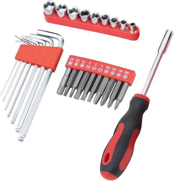 Hantinstom 108-Piece Household Tools Kit Essential Home Repair Set with Plastic Toolbox Ideal for College Students, Home Use & More