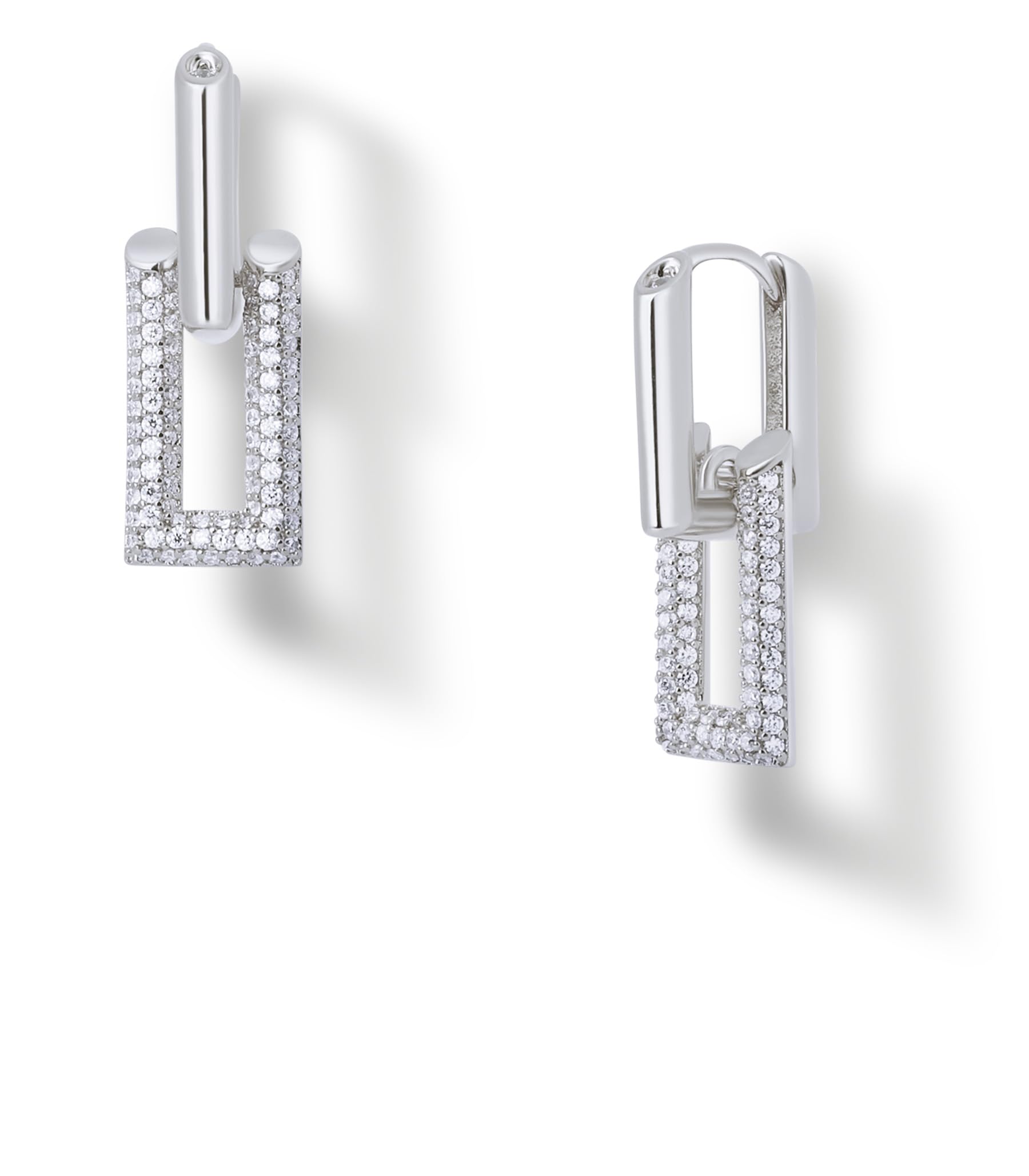 OZEL 14K Gold & Silver Plated Paperclip Chain Earrings with Cubic Zirconia – Dangle, Hoop, Huggie, Stud Styles – Women’s Fashion Jewelry Gift