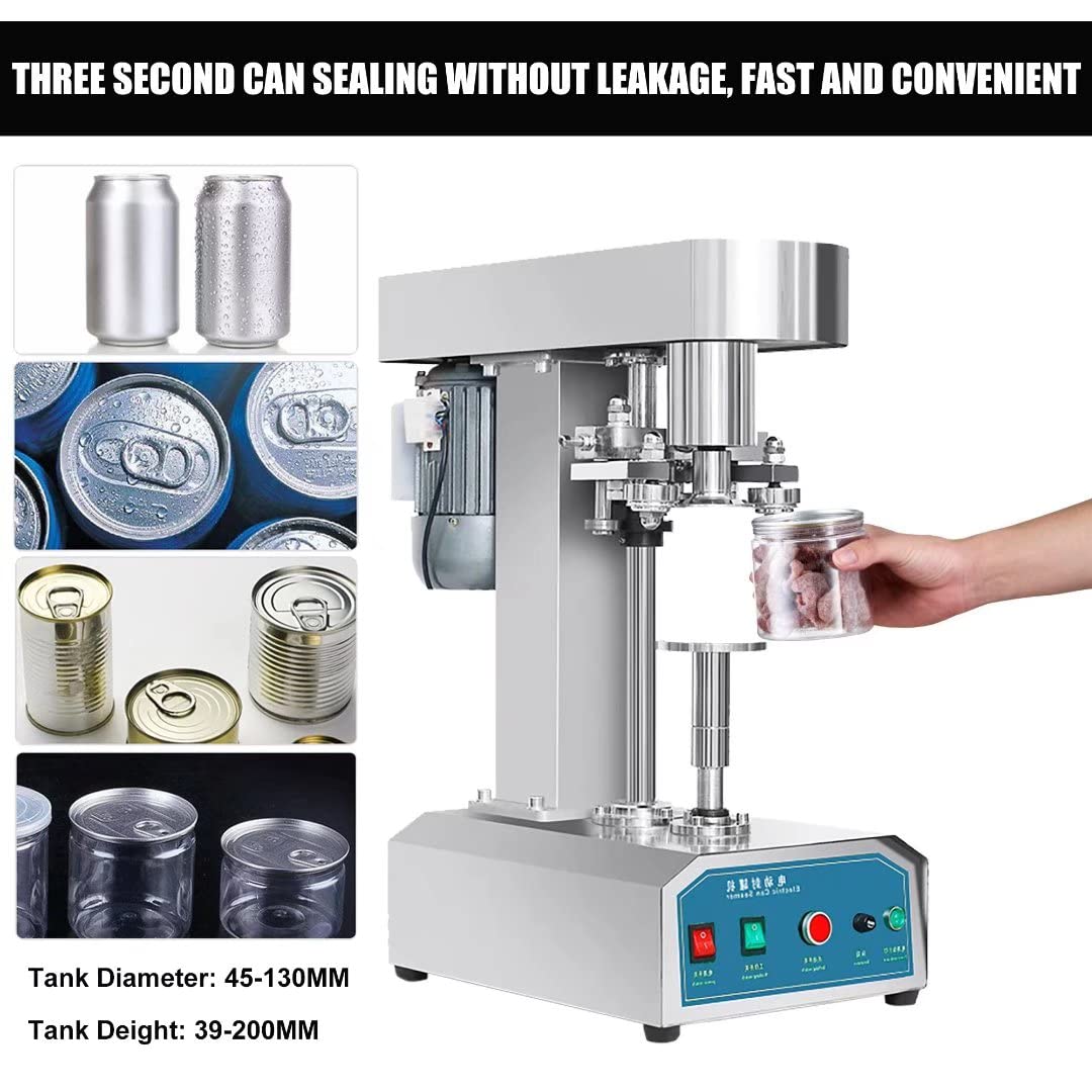 Sigillatrice per tazze, sigillatrice automatica per lattine con interruttore a pedale, altezza di tenuta 39-200 mm per sigillare lattine rotonde e di carta