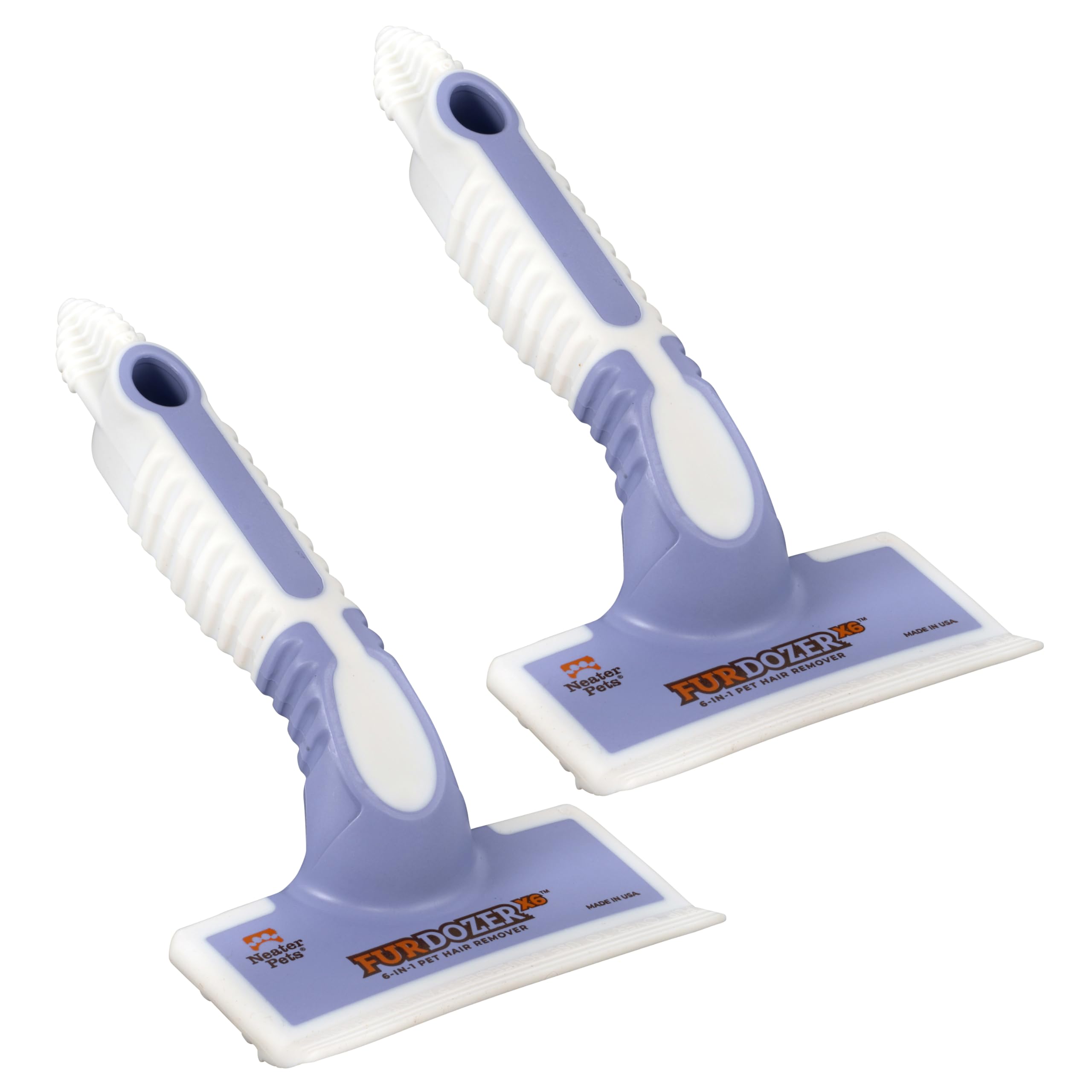 FurDozer Pet Hair Remover & Auto Detailing Tools - Cat & Dog Hair Remover for Carpets, Car Interiors, Couches, Bedding, & Pet Furniture (Purple, (2