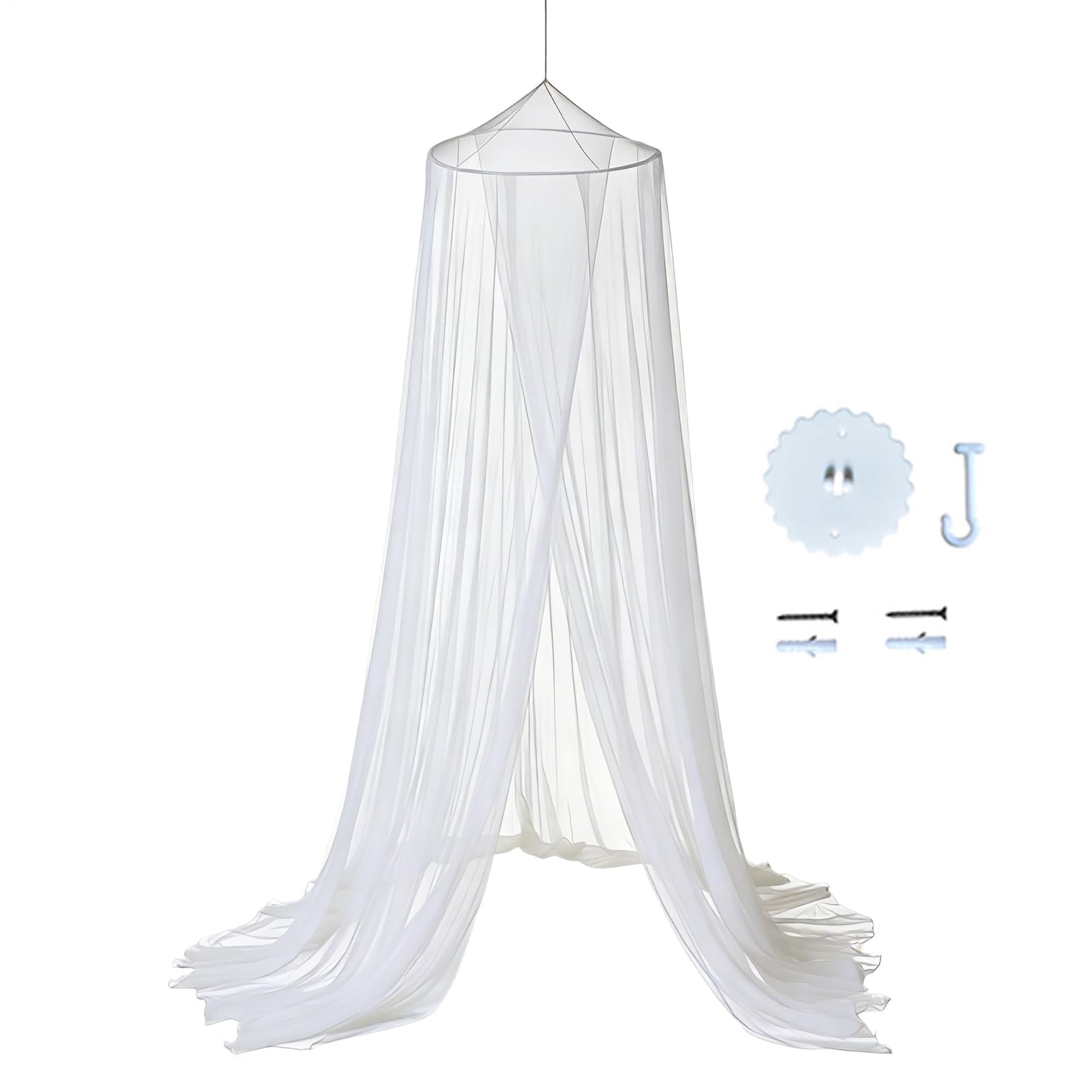 Muiltvoe Girls Bed Canopy, Elegant Dome-Shaped Decor, Ceiling Canopy Twin Tent Bed for, Home, Apartment, Dorm, Hotel, Travel, Camping, Large