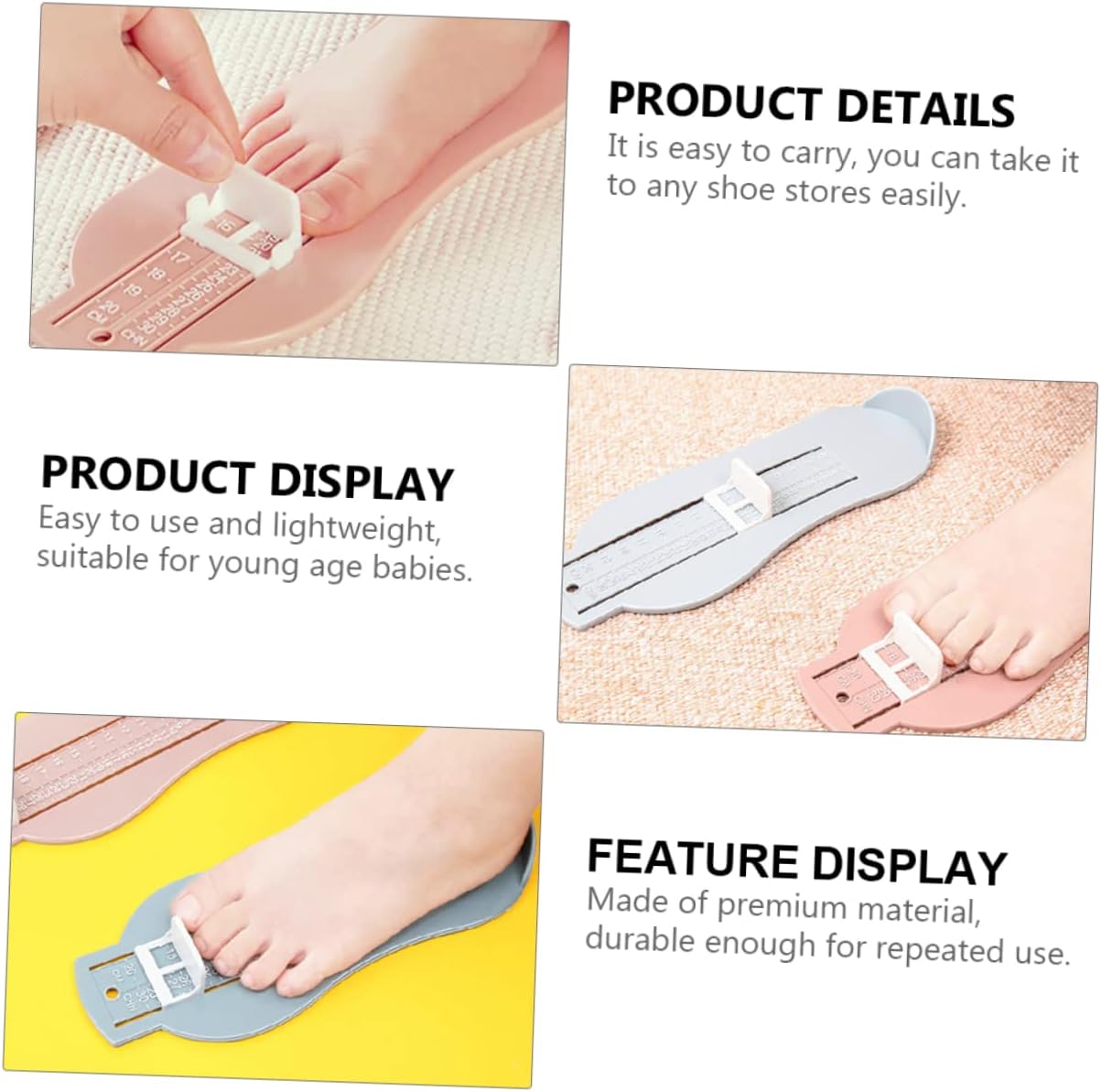 3pcs Boys and Girls Foot Measuring Device Tape Measurer for Flat Feet Ruler Boys and Girls Sizer Tool for Shoe Measurement