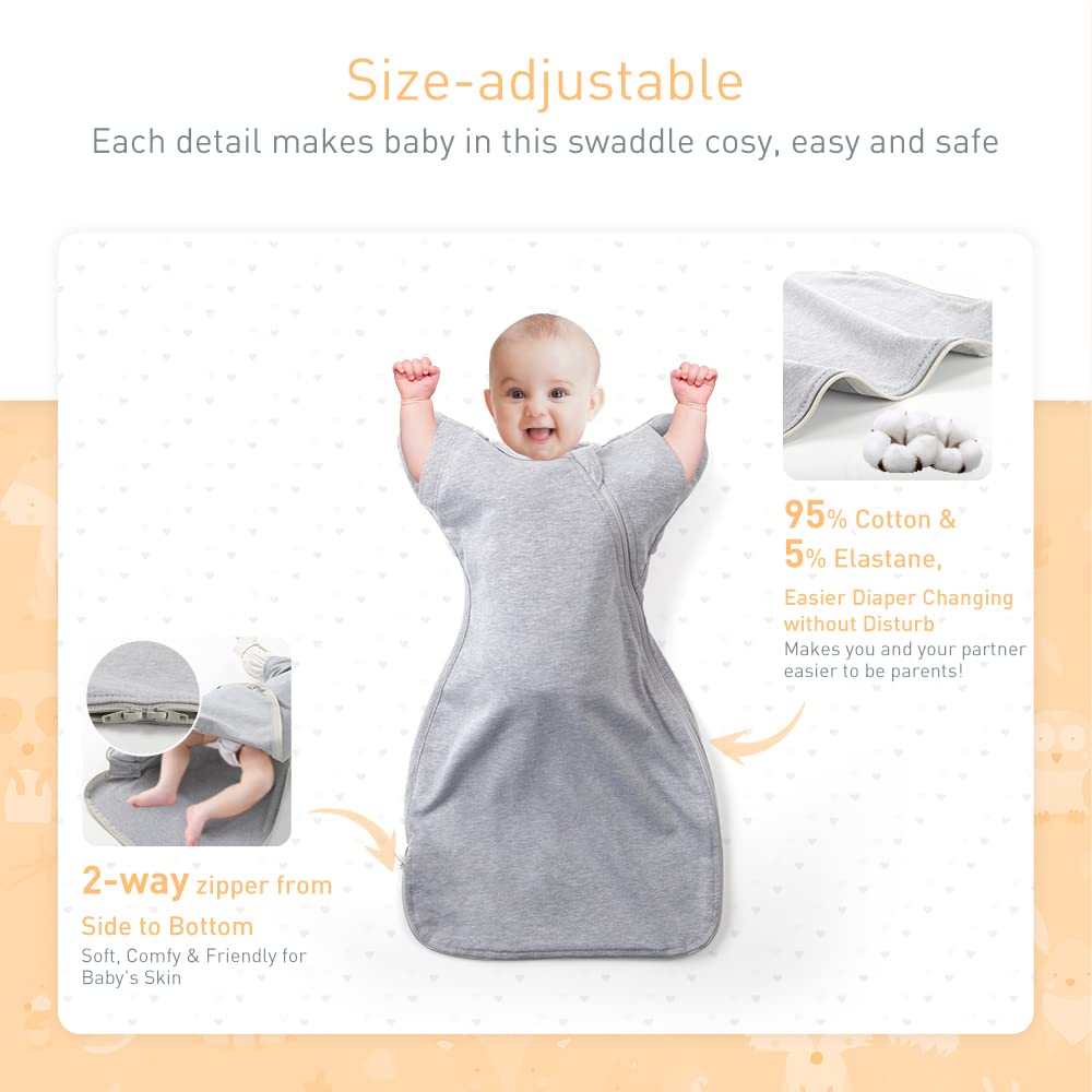 Knirose Swaddle Blanket Sleep Sack with Arms Up Design Help Baby Self