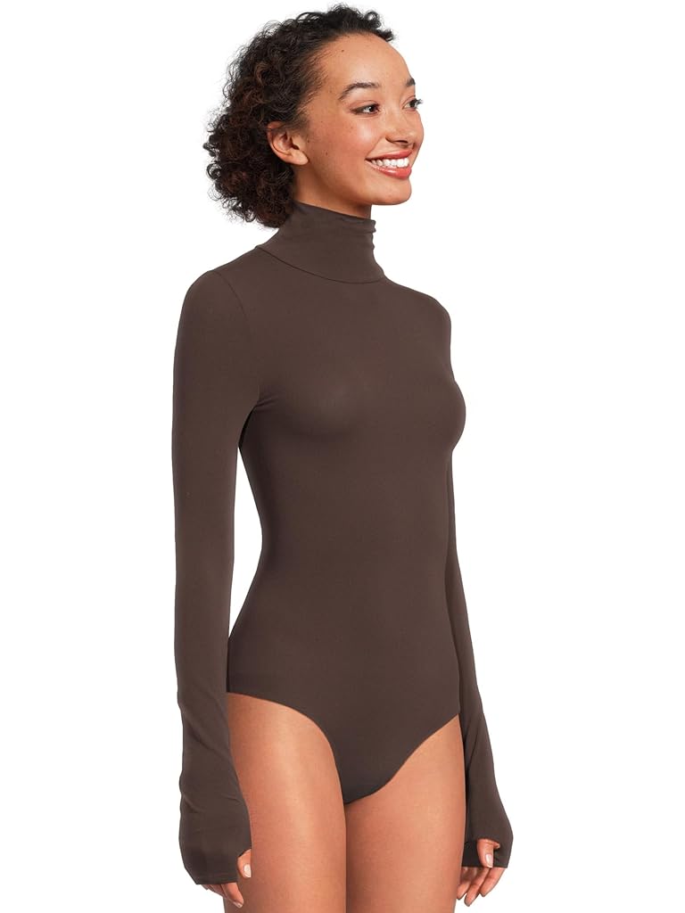 Brown Commando Ballet Body Turtleneck Bodysuit With Thumbholes