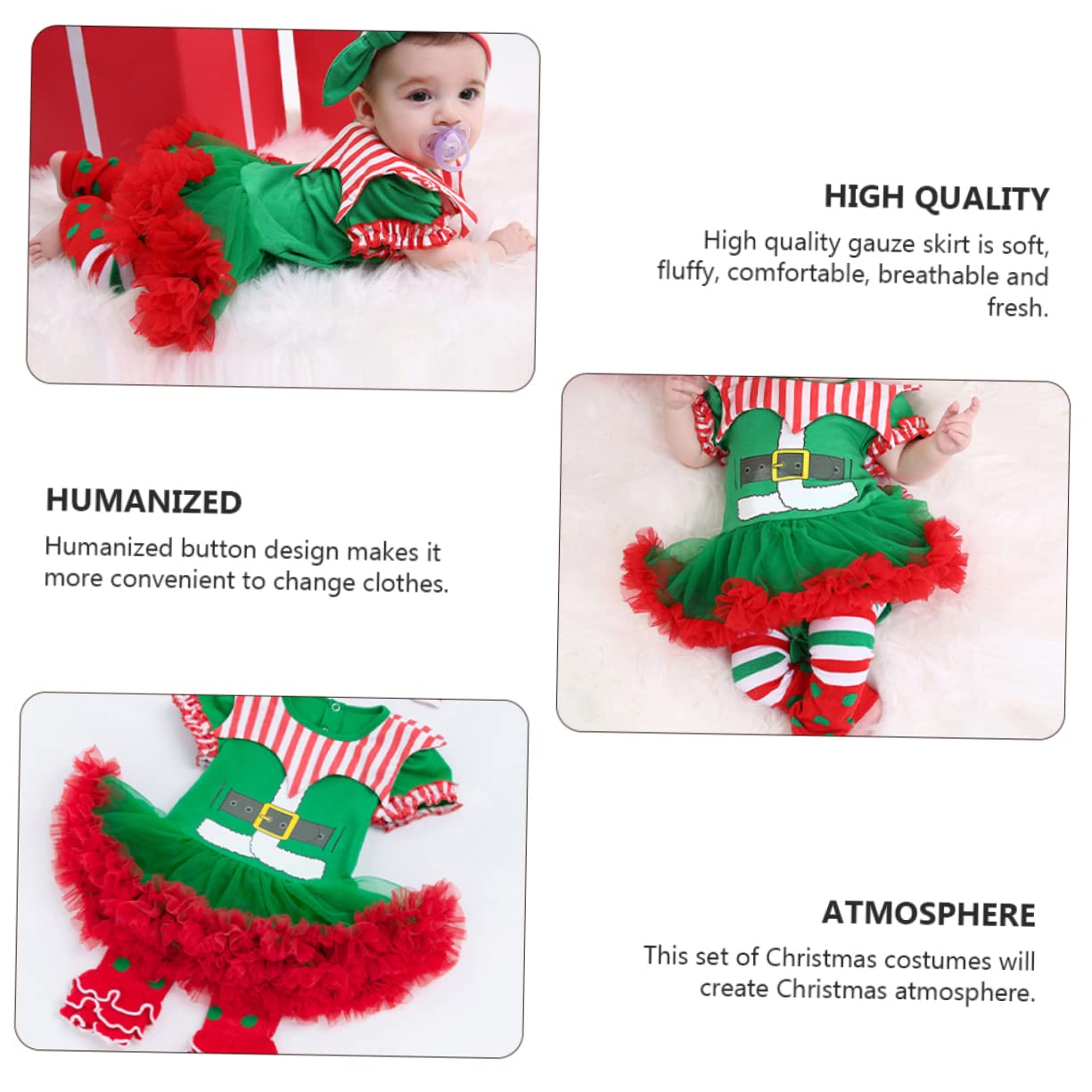 GALPADA 1 Set Vestito Del Bambino Elfo Di Natale Pigiama Costumi Per Le Ragazze Fasce Per I Più Piccoli Vestiti Per Ragazze Tutu Delle Bambino Vestito Di Natale Forniture Di