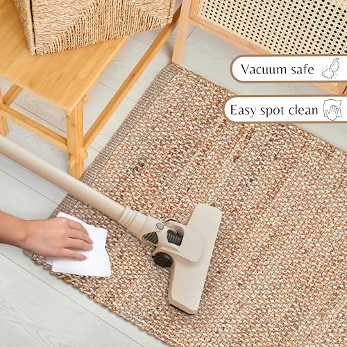Tapete decorativo de yute natural 2'x3' tejido a mano miniatura 5