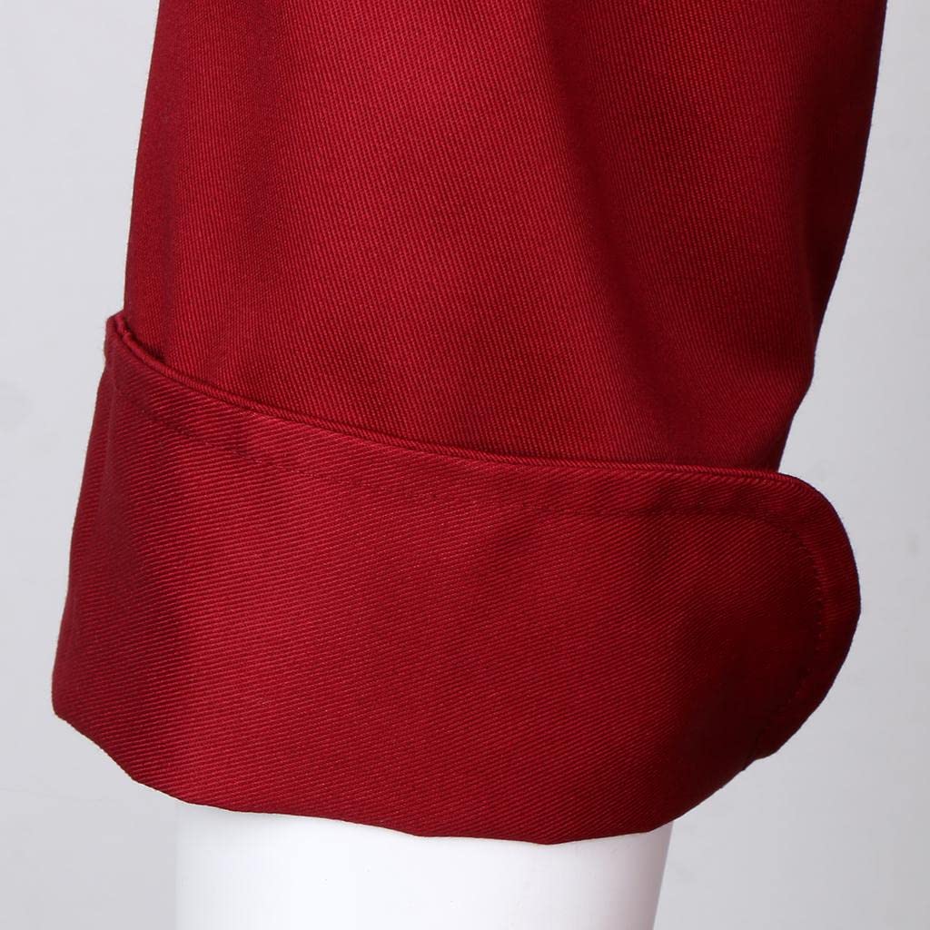 #N/A/a Chaqueta Vintage de Manga Larga para Hombre Y Mujer, Abrigo de Trabajo para Cocinero, rojo, METRO