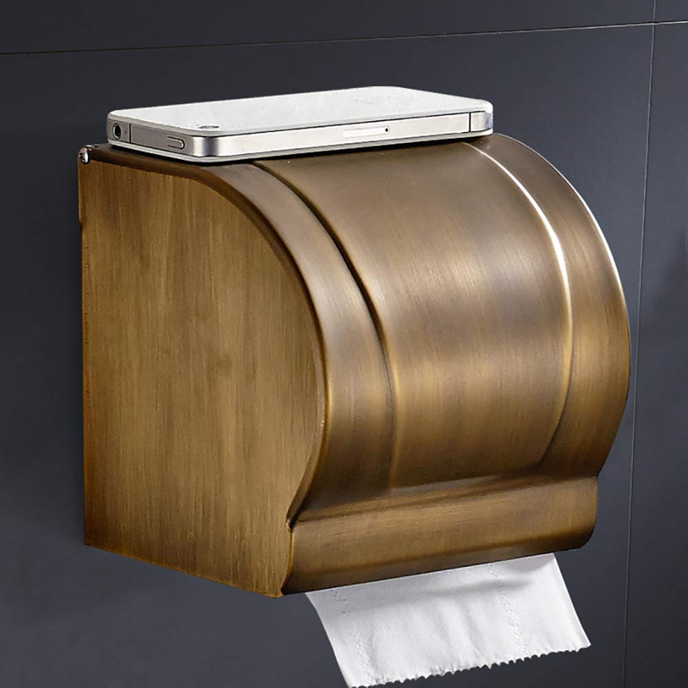 Portarrollos para Papel Higiénico de Pared con Estante Retro Latón Porta Rollos de Papel Higienico Accesorios de Baño, Portarrollos Baño para Cocina y Baño
