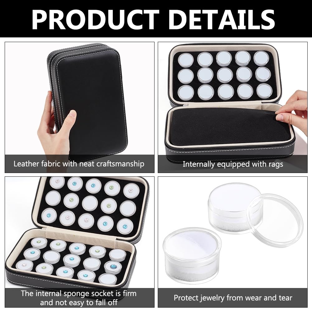 BENECREAT 30 pots à Pierres 22x13x6.5cm Présentoir à Bijoux en Cuir Précieuses Coffret de Diamants en Vrac avec Insert en Mousse Blanche Boîtes à Diamants pour le Stockage D'Objets de Collection