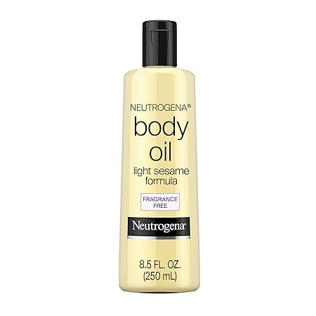 Neutrogena Body Oil, Light Sesame Formula, Fragrance Free, Lightweight Moisturizing Body Oil for Silky, Soft Skin, Non-Greasy Hydration, 8.5 fl oz Bottle, 1 Count