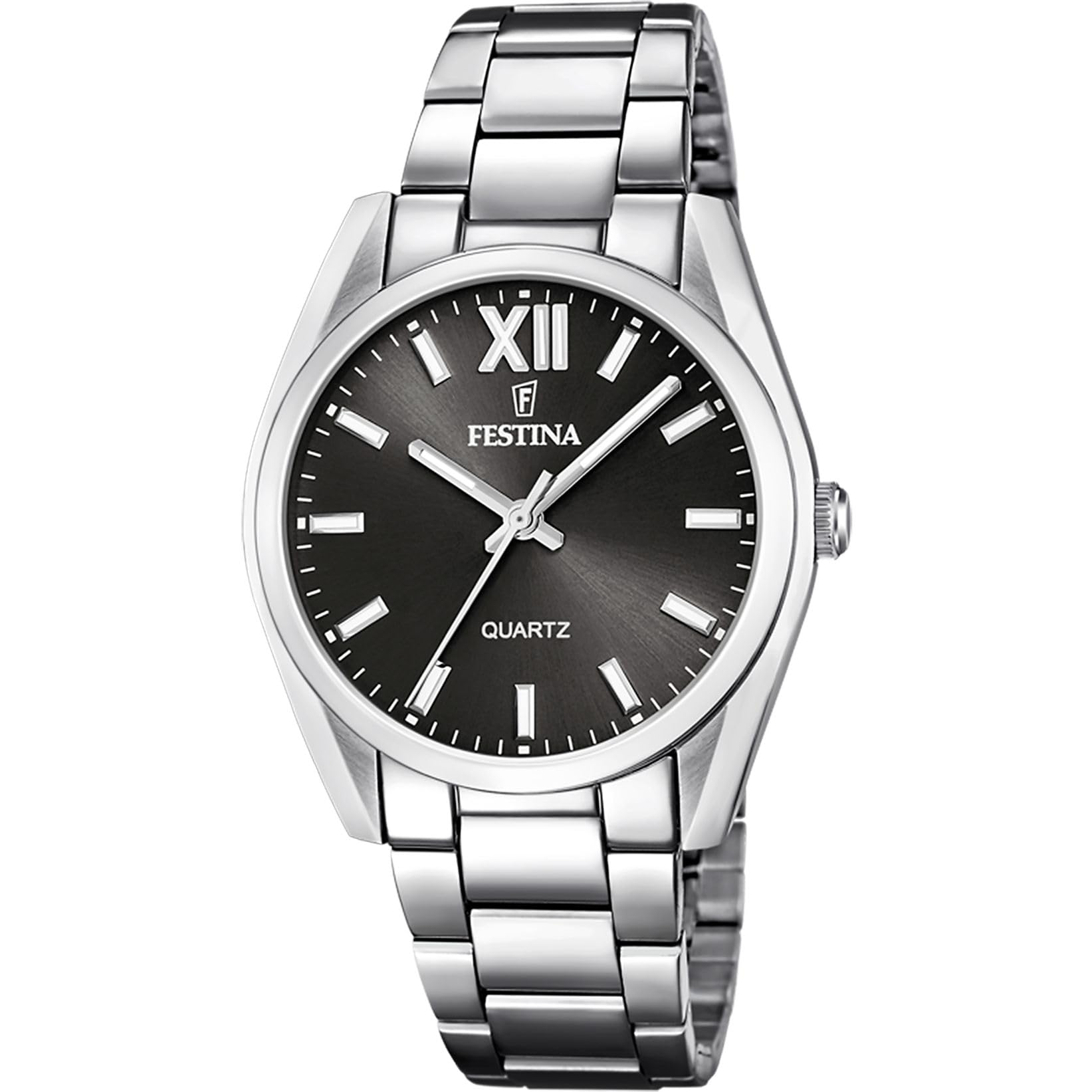 Festina Damenuhr Analog aus Edelstahl 316l Silberfarben | Quarzwerk, Widerstandsfähiges Mineralglas, Wasserdicht 5 ATM F20622/6, Boyfriend Collection