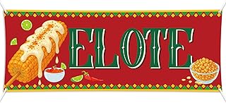 3x8 ft Elote Mexican Street Corn Banner Elote Polyester Banner Sign with 4 Holes 1 Ribbon for Easy Hang Indoor Outdoor to Promote Food Beverages Business with Metal Grommets