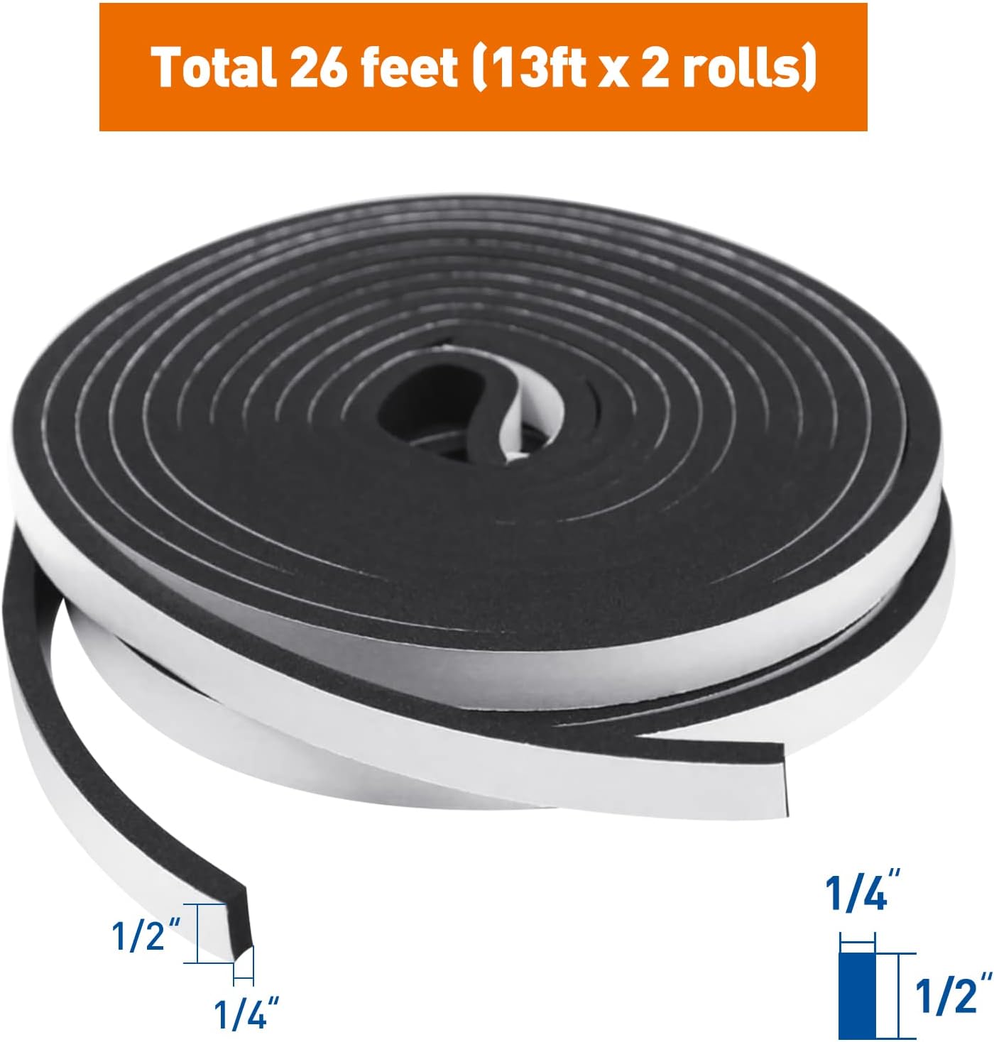 Get Popular Offer Door Weather Stripping, 1/2 W X 1/4 T Foam Seal Tape for Window Sound Proof Insulation Total 26 Ft, 13ft x 2 Rolls Big Sale Door Weather Stripping, 1/2 W X 1/4 T Foam Seal Tape for Window Sound Proof Insulation Total 26 Ft, 13ft x 2 Rolls