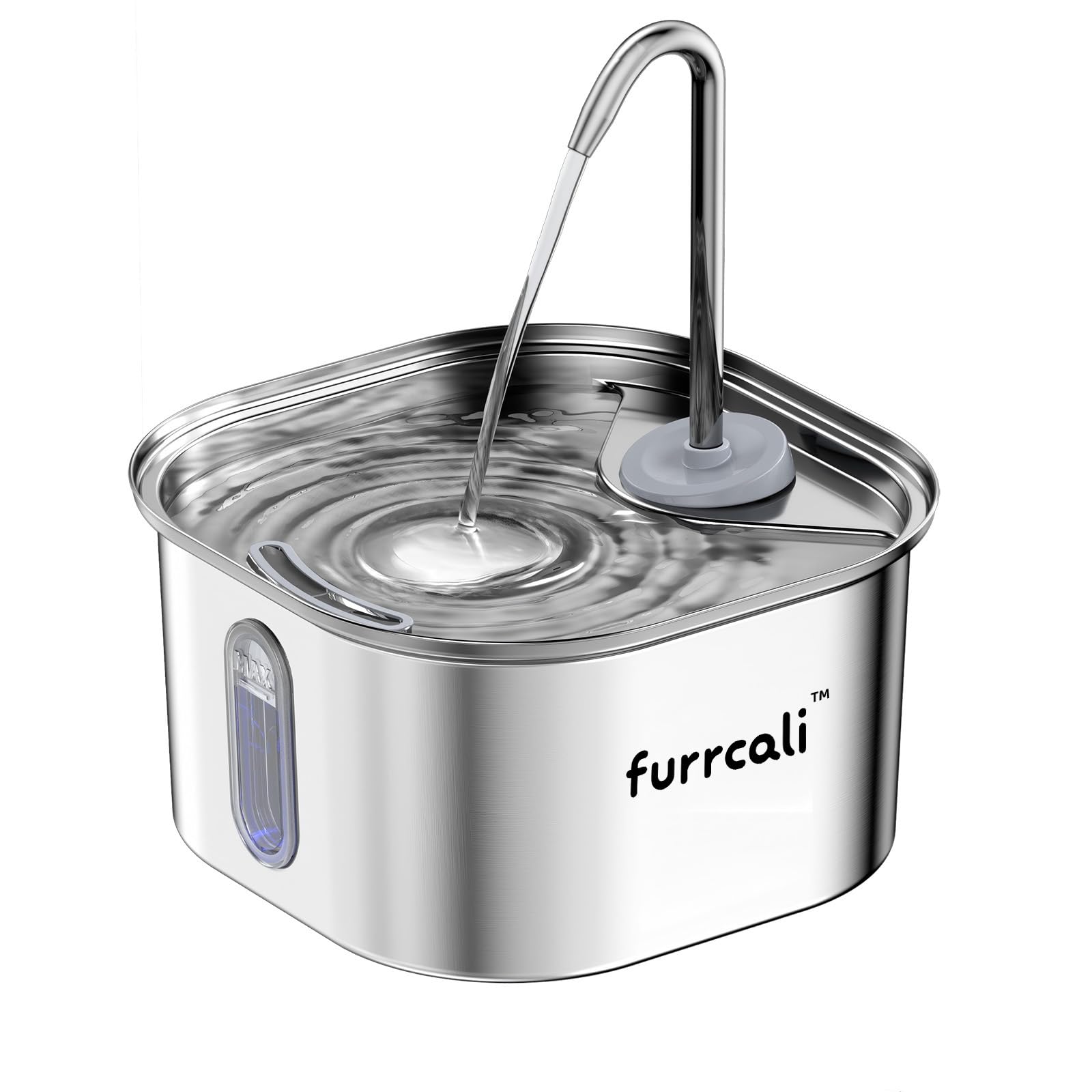 Furrcali Stainless Steel Cat Water Fountain,Automatic Pet Water Fountain for Cats and Small Dogs,108oz/ 3.2L Cat Drinking Fountain with Filters, Ultra-Quiet, Elevated Dog Fountain Bowl