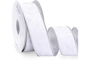 Ribbli White Silver Crushed Velvet Christmas Ribbon