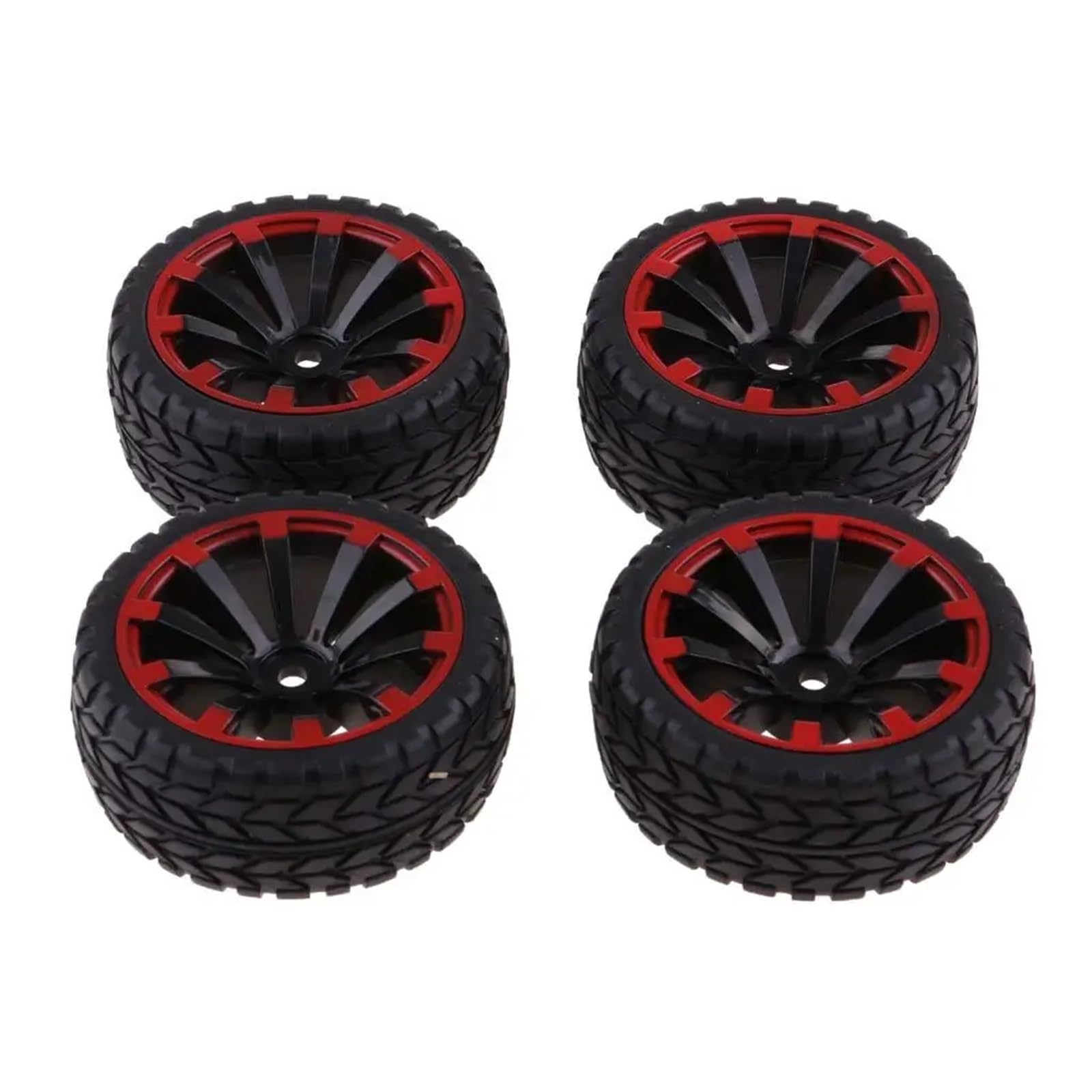 para HSP para HPI para Racing 1/10 Neumáticos Llanta Goma 12mm Hexagonal Rojo Negro 65mm Ancho Conjunto RC Coche Vehículos Todoterreno Camiones sobre Orugas RC Coche NeumáTico Piezas
