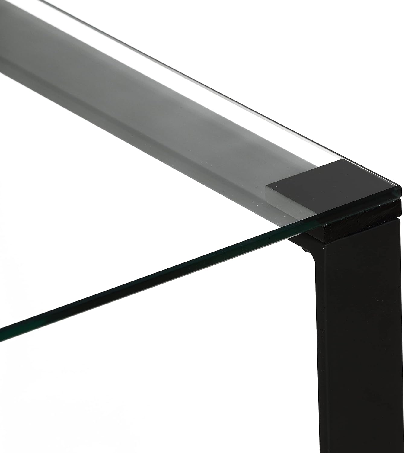 Cortesi Home Gega Contemporary Glass End Table in Matte Black, Clear Glass