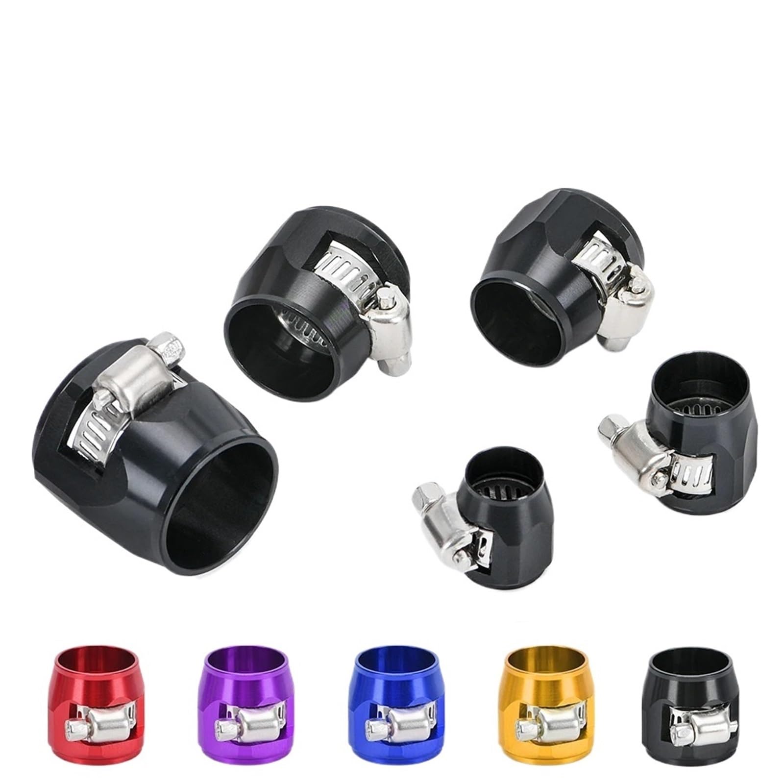 Lot de 10 colliers de serrage AN4 AN6 AN8 AN10 AN12 pour tuyau de carburant, huile et eau, raccords de finition pour une installation propre (Multi 500 pièces)
