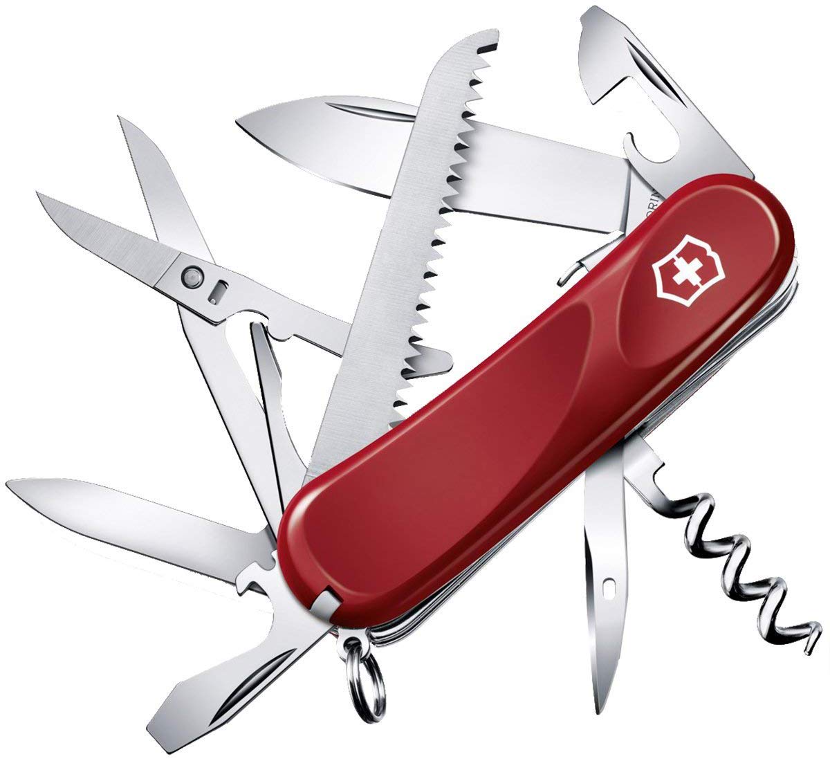 Victorinox Evolution 17 Swiss Army Pocket Knife, Medium, Multi Tool, 15 Functions, Blade, Ergonomic, Red