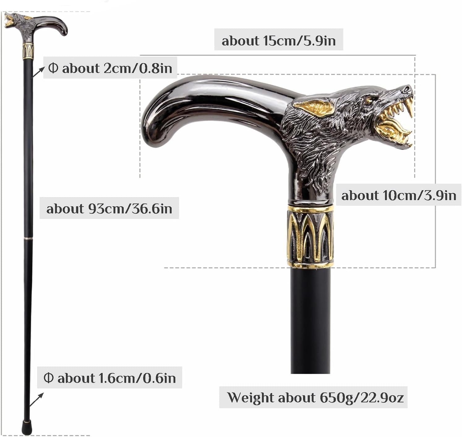 Canne Marche Pliable en Forme Tête De Loup for Homme, Lot De 3 Cannes Voyage, for Personnes Âgées, Équilibre, Stabilité, Soutien du Genou, Produits D'assistance Aux Personnes Âgées
