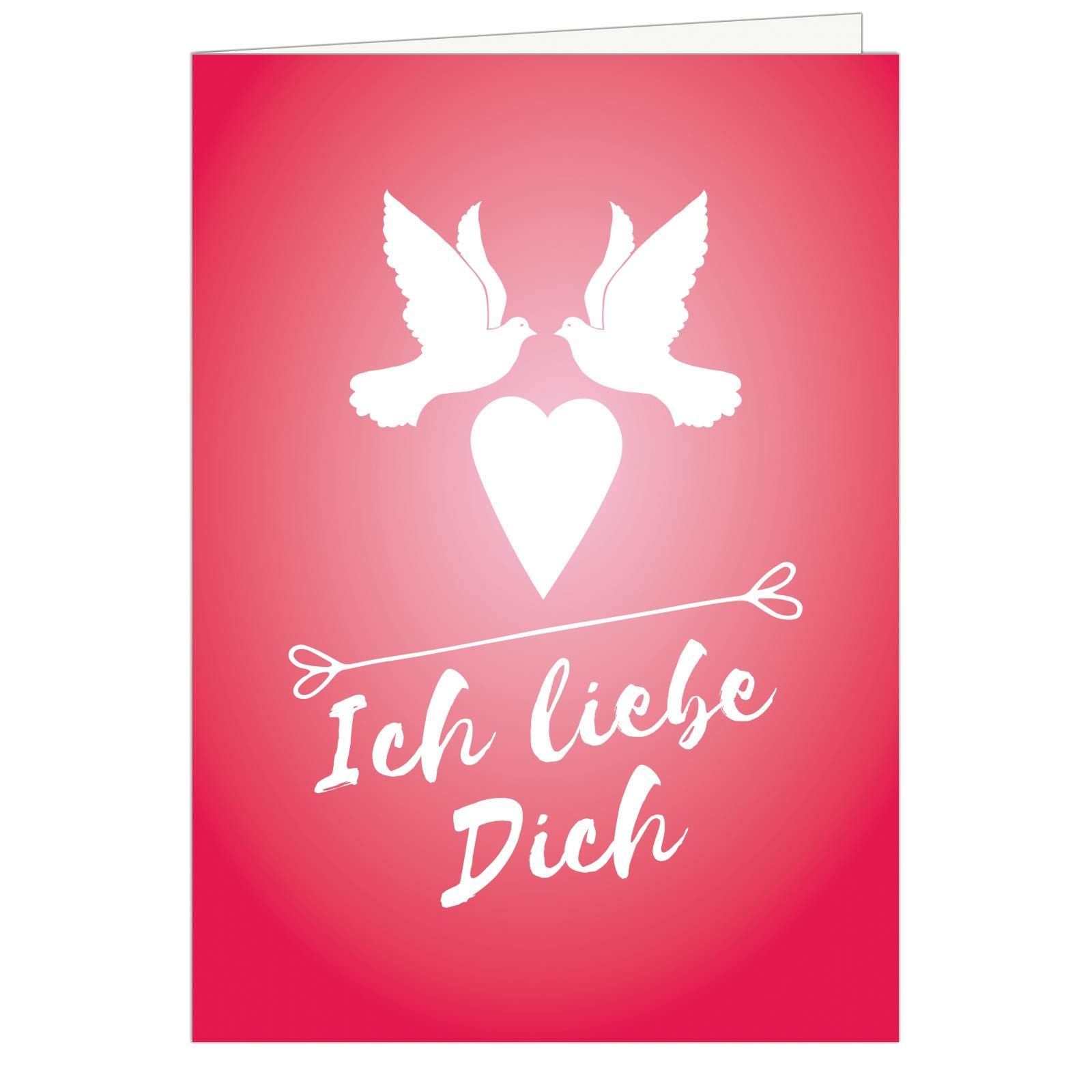XXL Glückwunschkarte Zur Hochzeit – A4 Klappkarte Mit 2 Tauben Auf Herz, Inkl. Umschlag – Edle Designkarte Für Viele Unterschriften