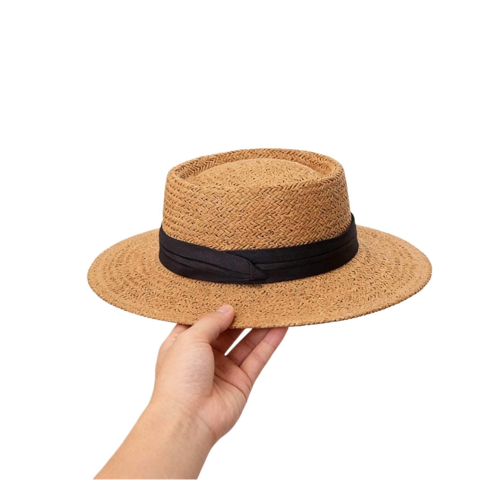 Sombrero de paja para mujer, ala ancha, protección para playa, verano, visera de moda