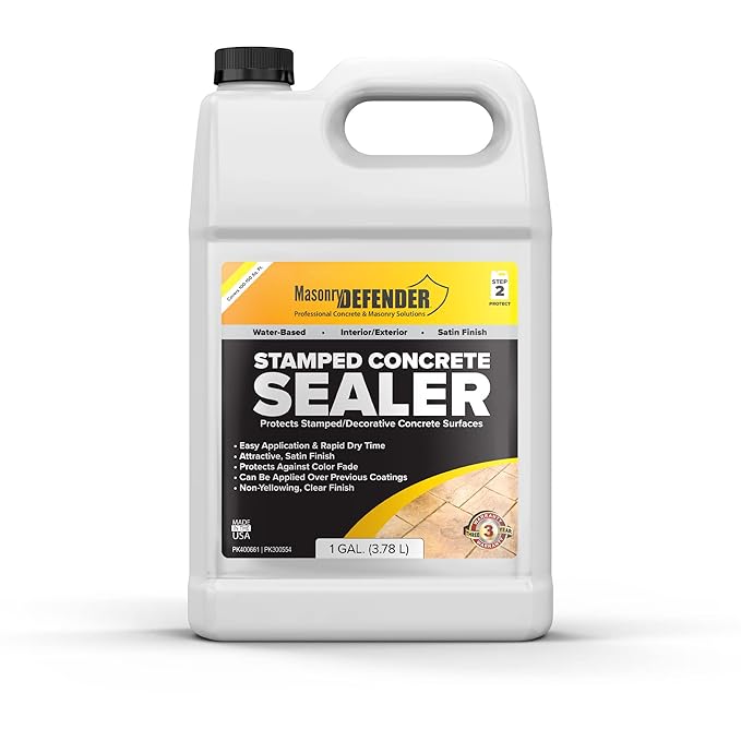 Stamped Concrete Sealer, 1 Gal - Clear, Water-Based, Semi ...