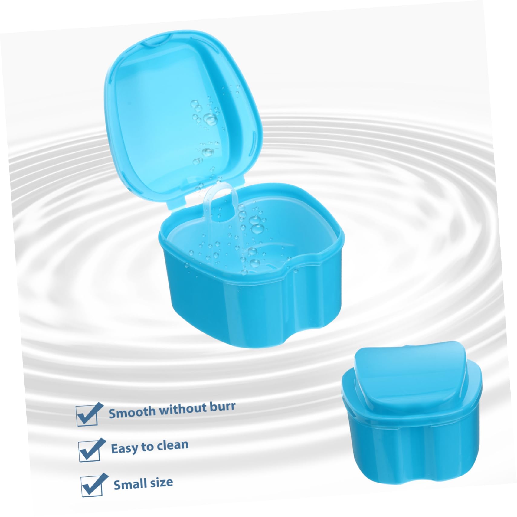 Porta Apparecchio Denti con Cestello per Risciacquo in Pp Blu, Scatola Porta Dentiera Compatta e Facile da Trasportare, per Anziani e Viaggiatori