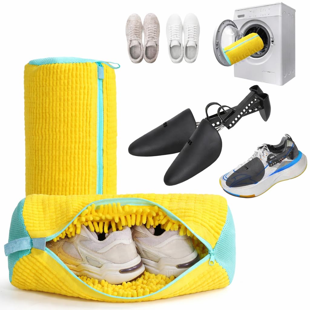 Shoe Washing Machine Bag, Chenille Fabric, Reusable with Durable Invisible Zipper, 360° Deep Cleaning, for Sneakers and Delicates-picture-24