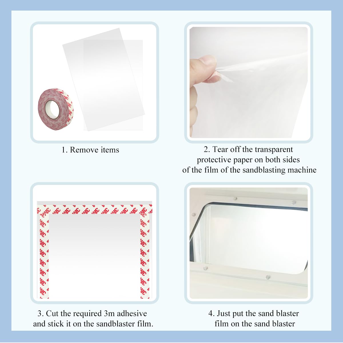 Set De 6 Films De Protection En Polyester Pour Cabine De Sablage - 23 X 11 Pouces (environ 58,5 X 28 Cm) - Adhésif Double Face - 5