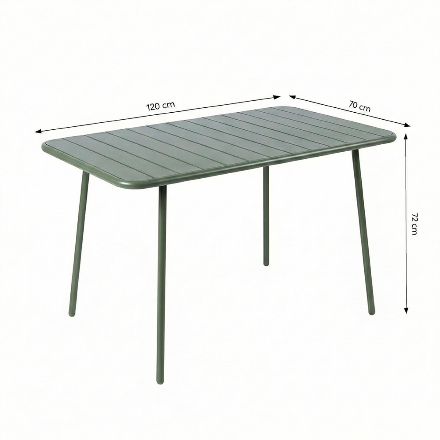CONCEPT USINE | Tavolo da giardino BERGAME 6 posti 120 cm acciaio verde | Grande tavolo da pranzo all'aperto | Mobili da giardino Terrazza piscina | Resistenza al sole & Intemperie | Premium Design