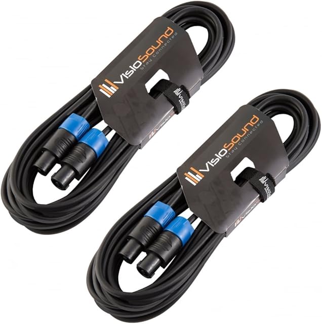 2 x Rean Male Locking Speakon to Speakon Lead/Speaker PA Amp Cab Cable / 2 Pack 6m