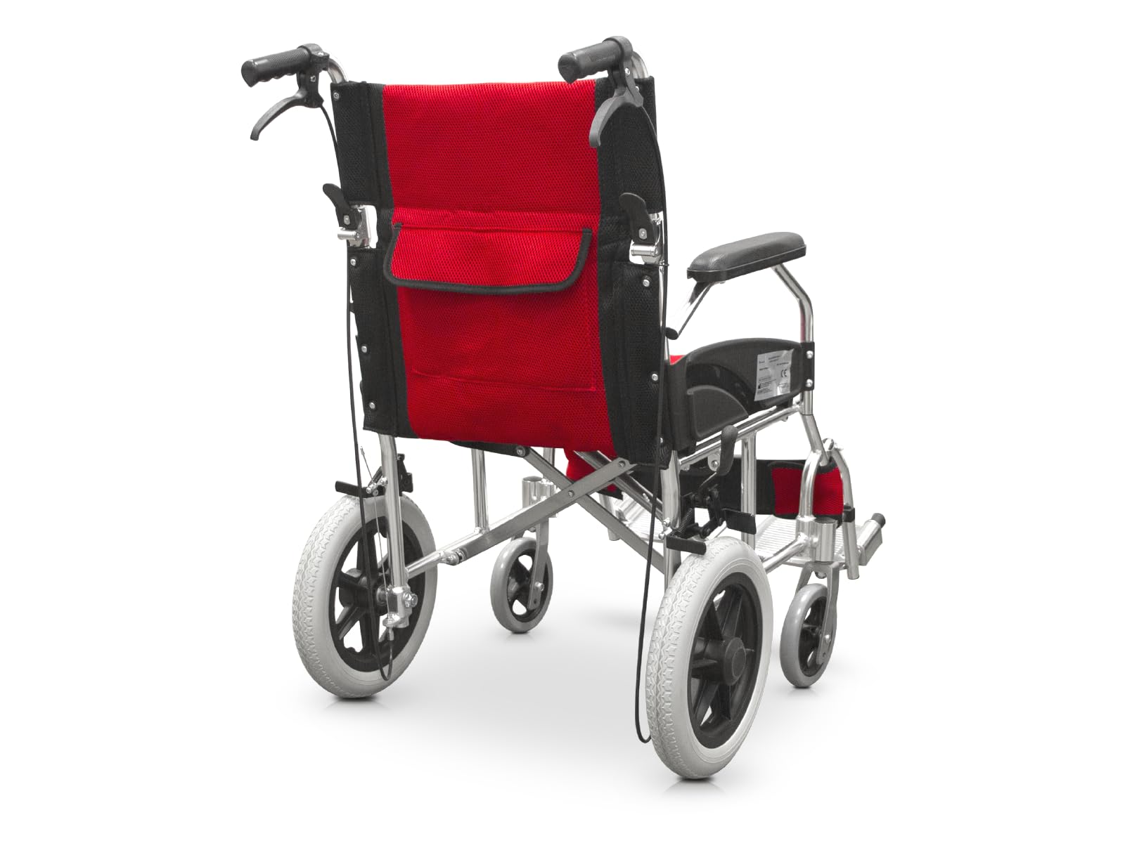QUIRUMED Silla de ruedas plegable para traslado, Estructura de aluminio, Ultraligera, Frenos de acompañante, Plegado Compacto, Ortopédica, Para minusválidos