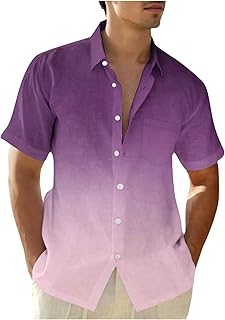 Camisas Henley de color degradado para hombre, cuello de solapa, manga corta, con botones, camisetas hawaianas, ligeras, básicas, a la moda, talla grande, holgadas, para verano, playa, vacaciones