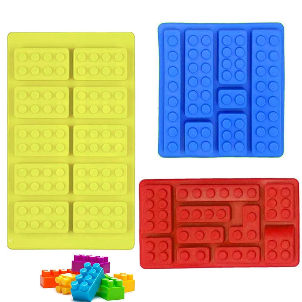 RUUKON Building Blocks Silicone Chocolate Mould, Ice Cube Trays, Candy Jelly Mould for Cake Cupcake Decorations, Non-Stick Blocks Fondant Icing Molds