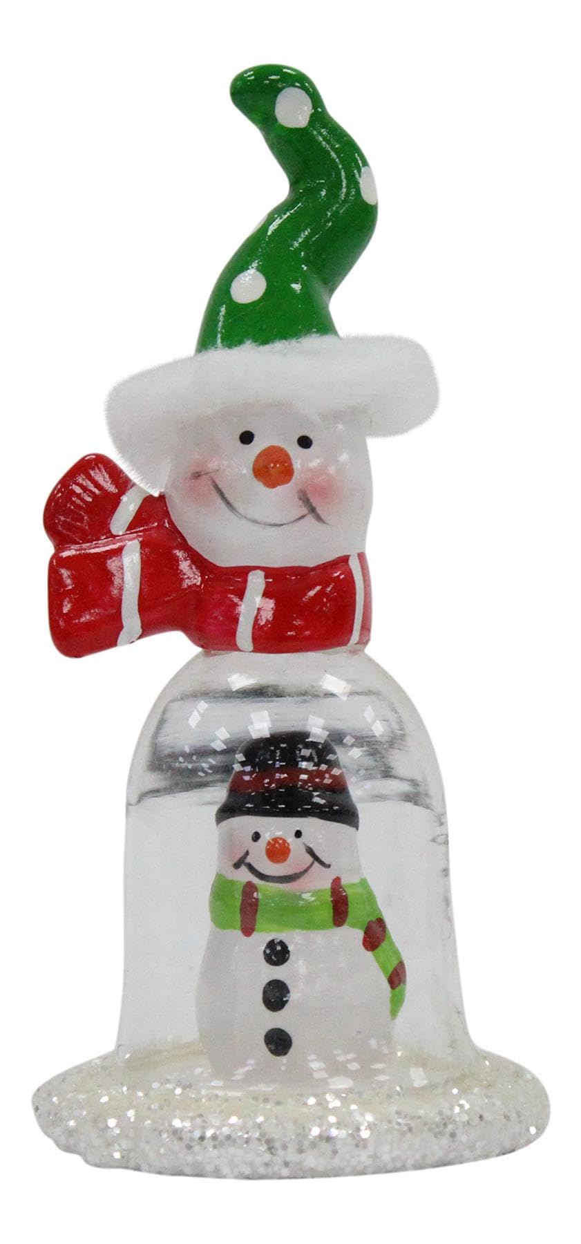 Rammento White, Green & Red Snowman 14Cm Christmas Dome Ornament | Glass Snowman Decoration | White, Green & Red Festive Figurine | Xmas Table Centrepiece Or Tree Ornament | Miniature Christmas Decoration For Indoor Home Décor