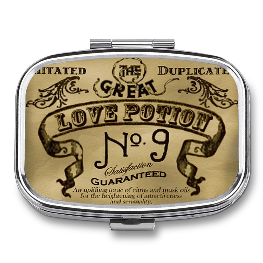 Metal 2 Compartment Pill Organizer Travel Friendly Portable Compact Pill Box Cute Pill Case to Hold Vitamins,Fish Oil,Supplements,Meds,Tablet for