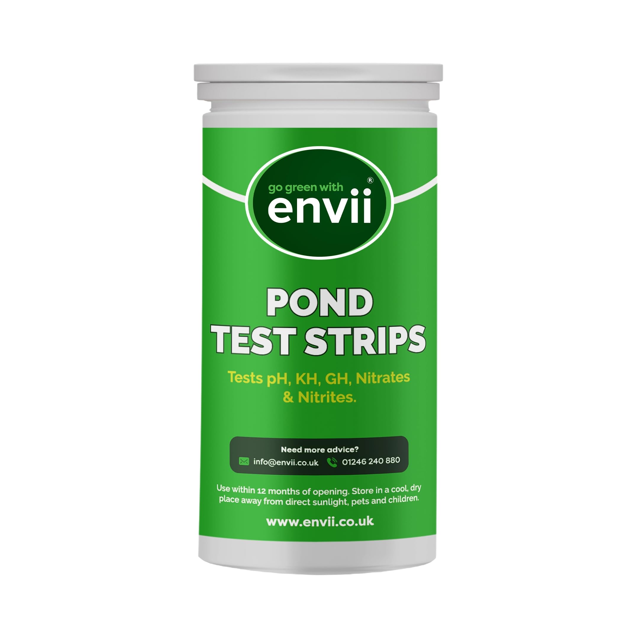 Envii Pond 5 in 1 Test Strips - Pond Water Test Strips - Test Strips Water Test for pH, KH, GH, nitrates and nitrites - 25 Strips