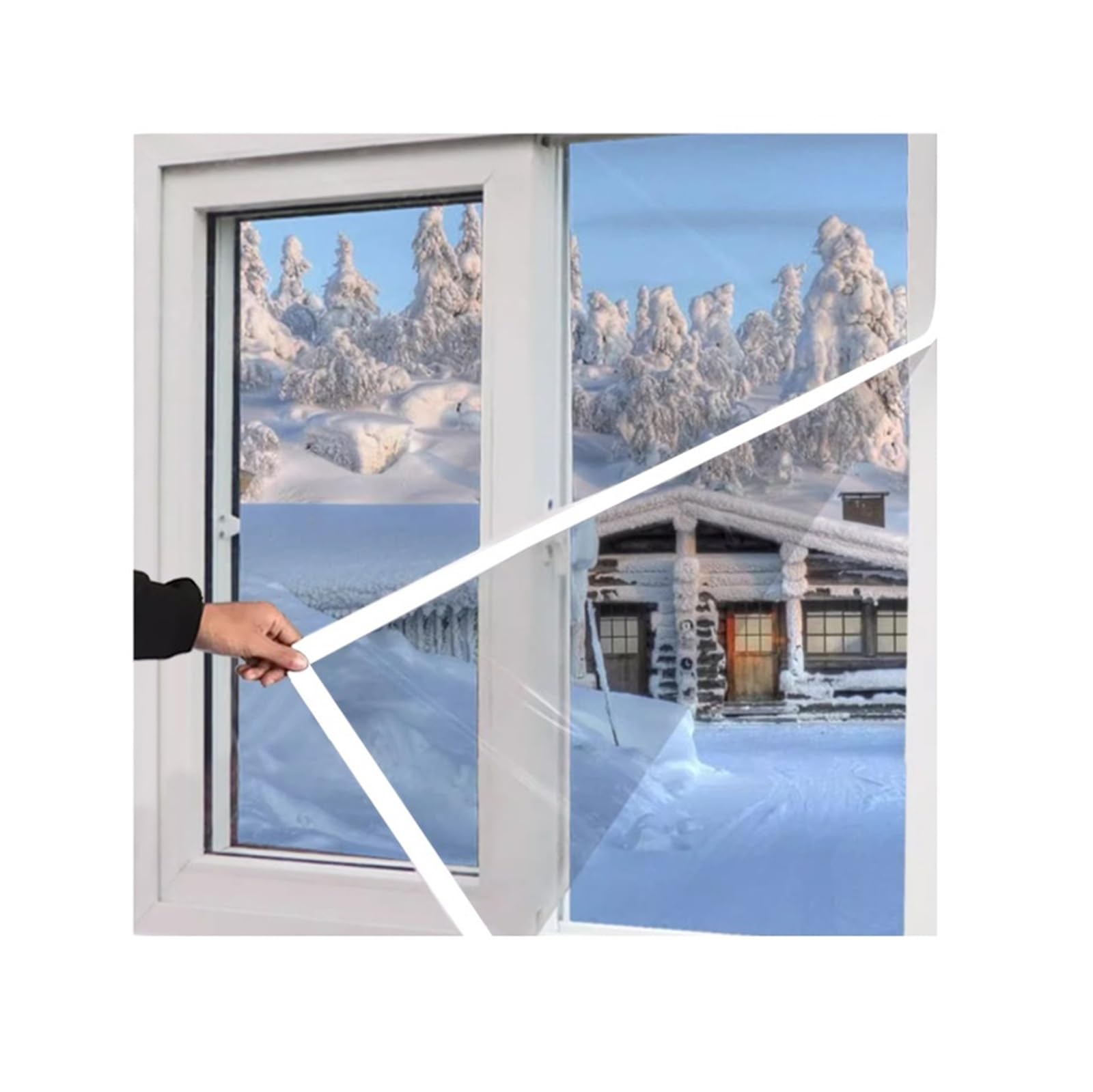 Supkancl 1pc Transparent Winter Curtain Double Insulation Windproof Dustproof Hook Loop Installation(Width 110,Height 110)