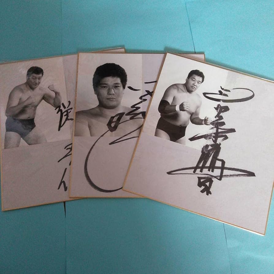 全日本プロレス　鶴田軍　サイン色紙　公式色紙　写真付き　３枚セット Amazon.co.jp: 全日本プロレス 鶴田軍 サイン色紙 公式色紙 写真