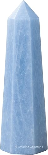 Amazing Gemstone Torres de Cristal Celestita de Calcita Azul  Punta de Cristal Curativo Natural Obelisco para Sanación Reiki y Rejilla de Cristal