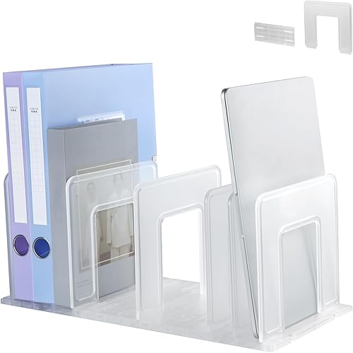 Miniatura 12 de Organizador de archivos vertical ajustable, soporte de archivos expandible de plástico resistente, organizador de carpetas de escritorio, separador