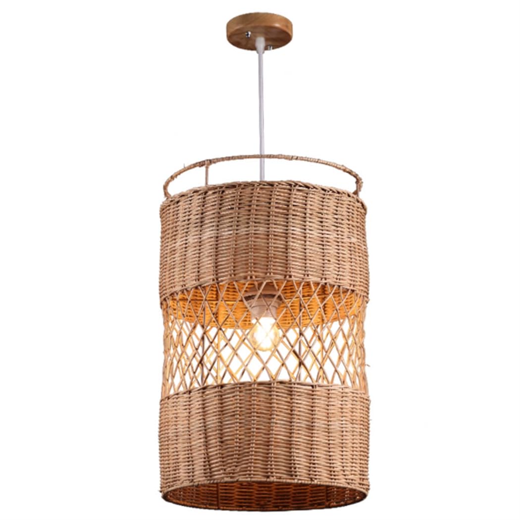 TCHAUSGZOZ Vietnamese Style Rattan Chandelier - Handmade Antique Pendant Lamp for Dining Room, Kitchen, Living, and Bedroom