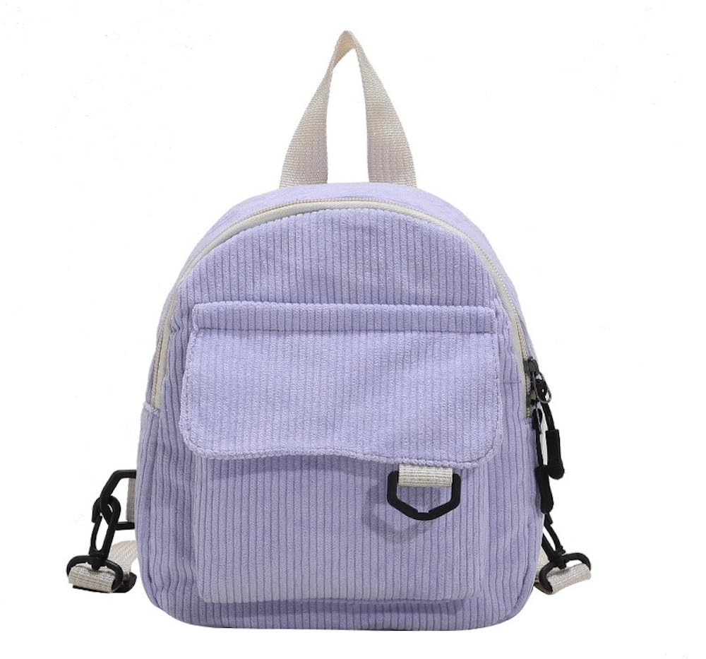 JHTPSLR Mini Corduroy Backpack Purse Women Solid Small Backpack Tiny Corduroy Backpack Preppy Backpack Casual Daypack (Taro Purple)