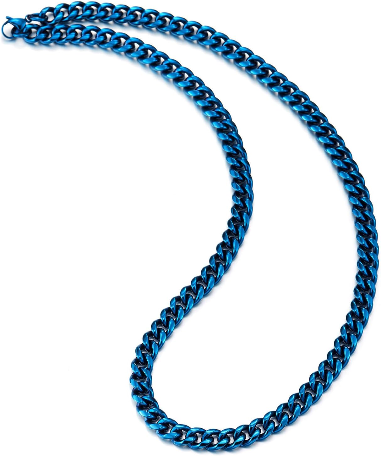 COOLSTEELANDBEYOND 9MM Large Curb Chain, Miami Cuban Chain Necklace for Mens, Hip Hop, Stainless Steel, 24 inches