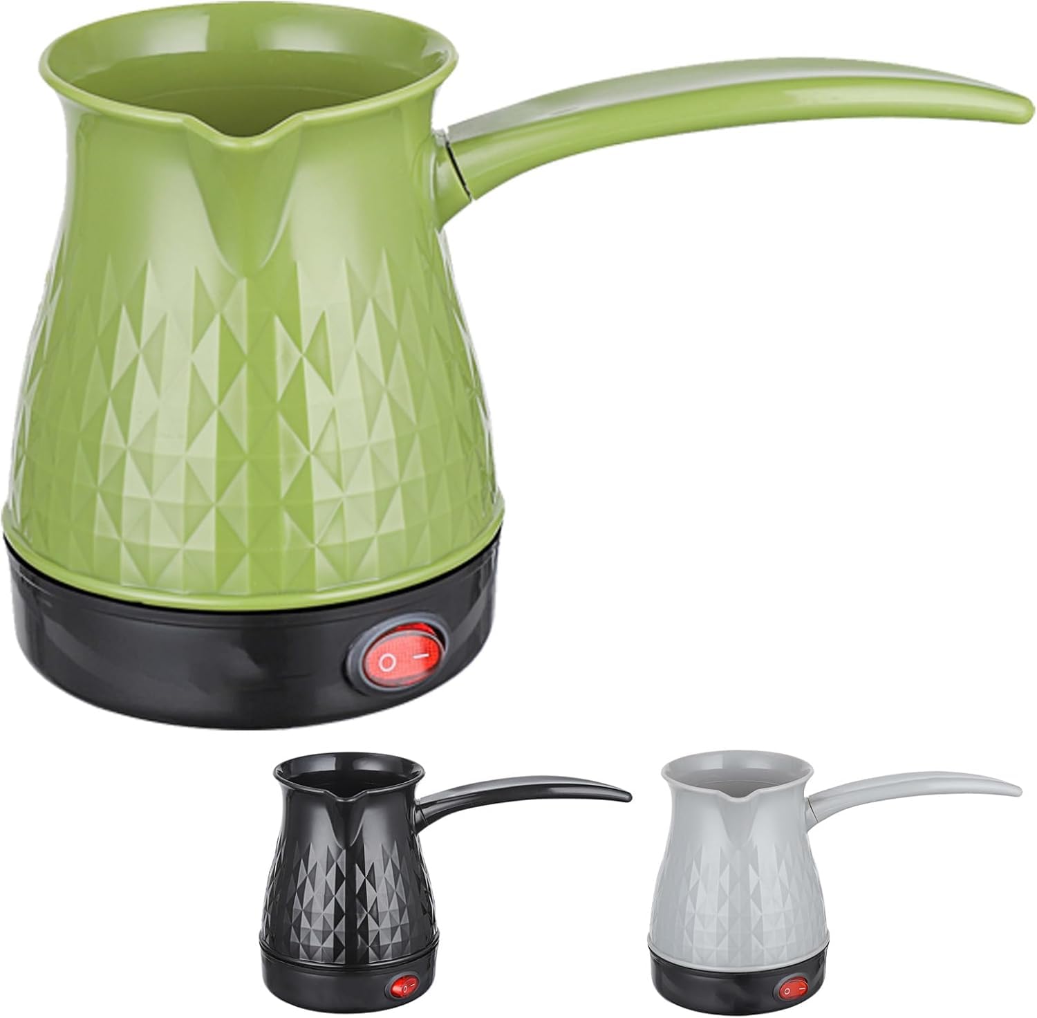 OXFUZZ Quick-heating Electric Coffee Pot 500 Ml, Stainless Steel Electric Turkish Coffee Maker, Portable Coffee Pot with Automatic Switch-off Protection And Removable Handle,Green