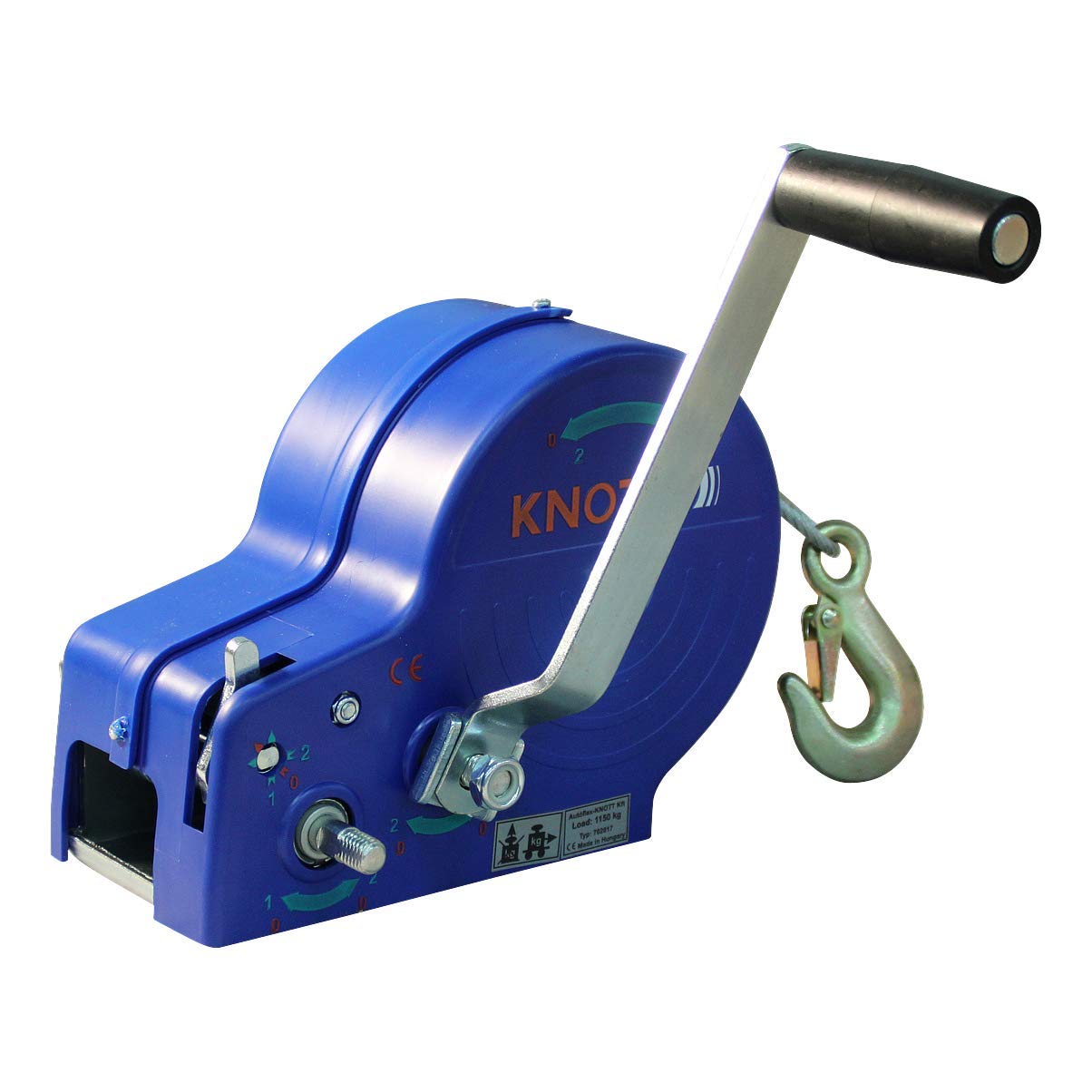 KNOTT - Cabrestante de mano (1150 kg, 10 m, con gancho)