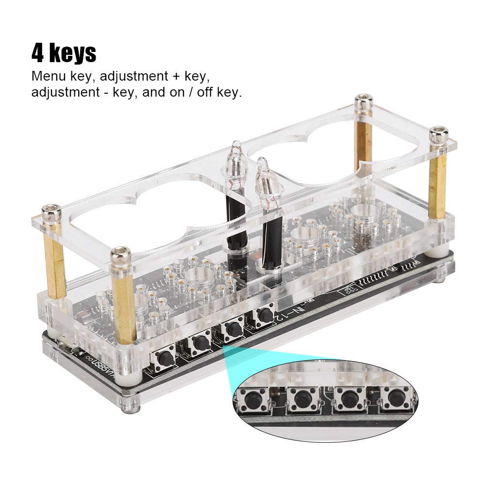 Zegar IN-12 LED Tube Clock 4-bitowy Siedmiokolorowy RGB Cyfrowy Nixie IN-12B z Akrylową Przezroczystą Obudową