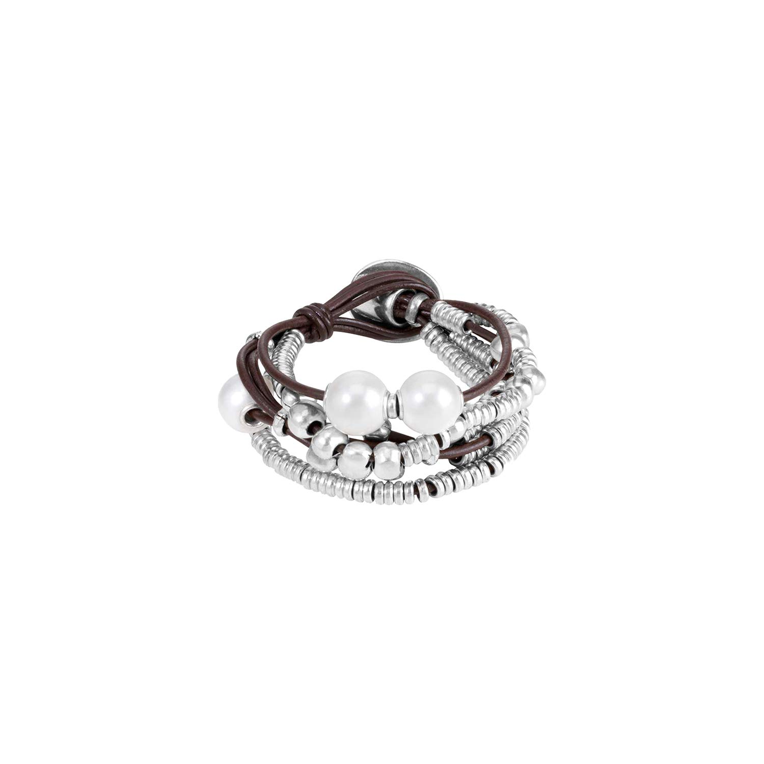 Uno de 50 ORION Sterling Silver-Plated Leather Bracelet, Handmade in Spain